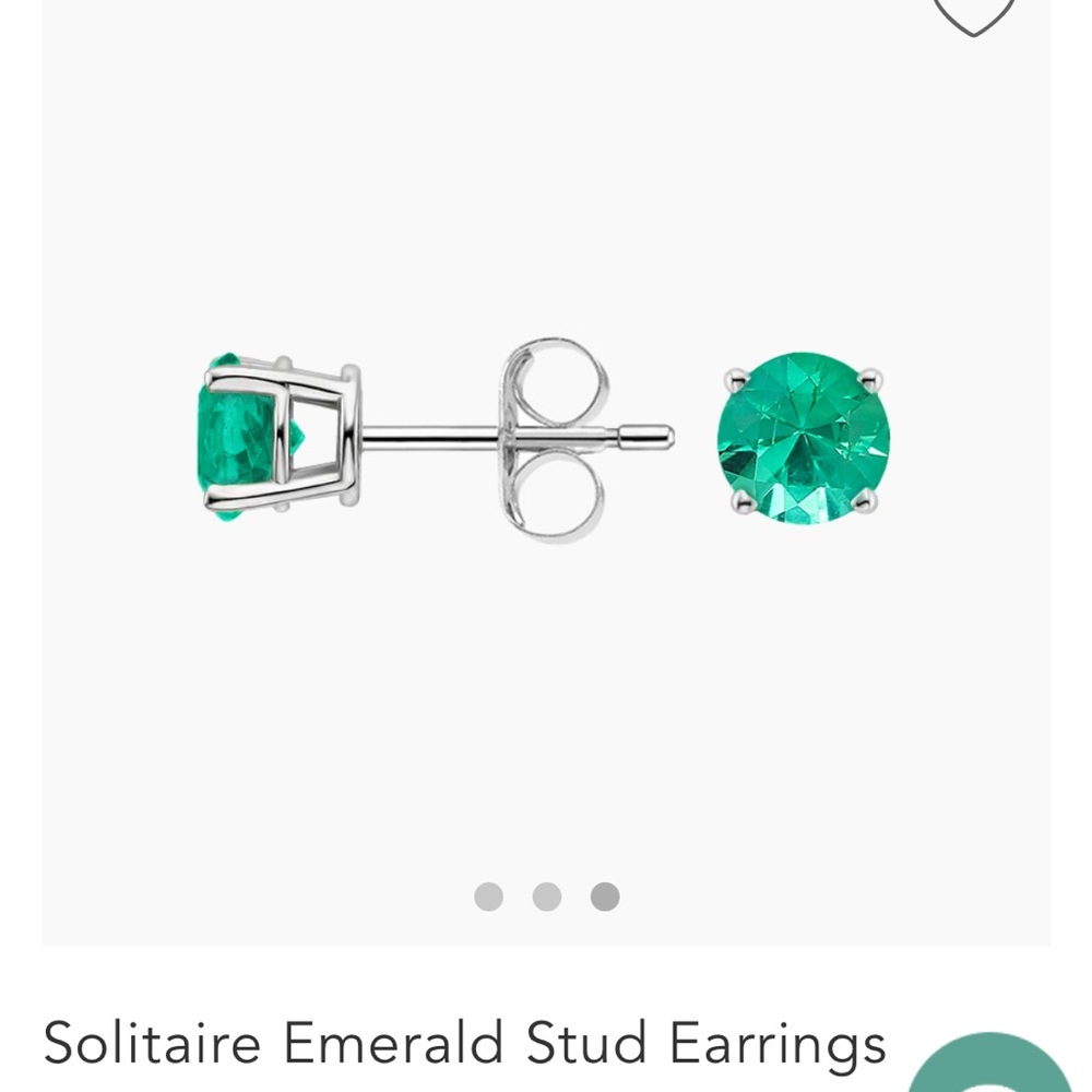 Solitaire Emerald Stud Earrings - image 2